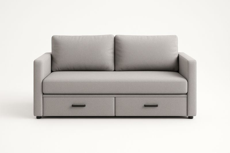 Canapé-lit convertible en tissu gris avec rangement 200cm-Cosivita