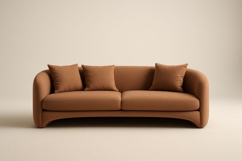 Canapé droit 3 places tissu brun-Cosivita