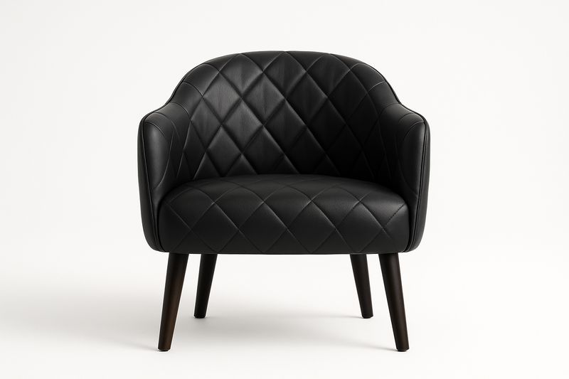 Fauteuil en Cuir PU Noir avec Pieds en Bois-Cosivita