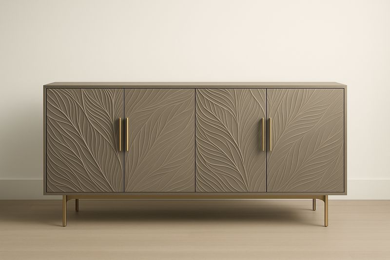 Buffet en bois sculpté avec poignées dorées-Cosivita