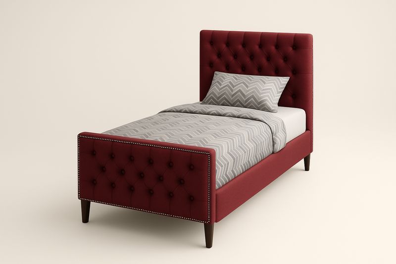 Lit simple tissu et bois Rouge 100x200 cm-Cosivita