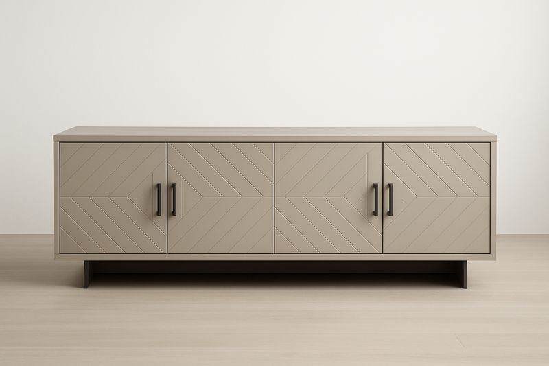 Buffet en bois composite beige avec quatre portes-Cosivita