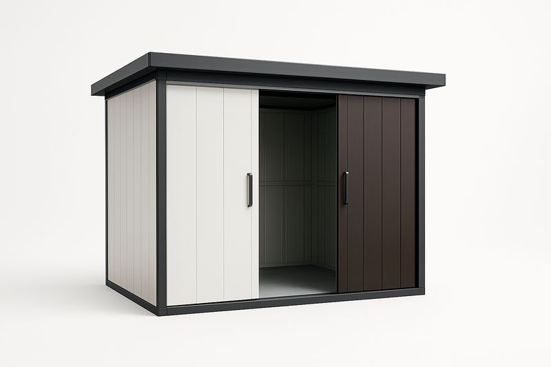 Abri de Jardin en Métal Bicolore à Portes Coulissantes 213x130x170 cm-Cosivita