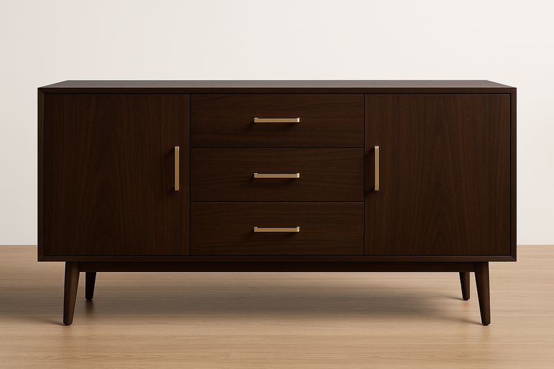 Buffet en Bois de Noyer MDF avec 3 Tiroirs et 2 Portes-Cosivita