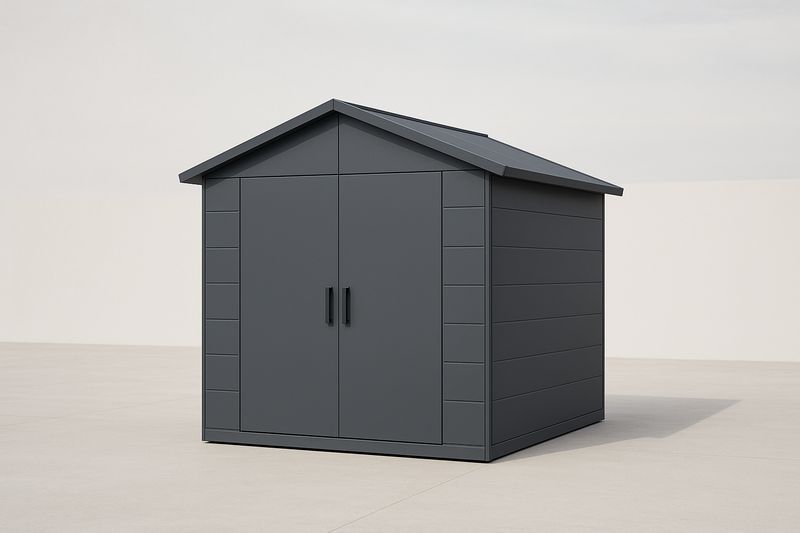 Abri de jardin en plastique gris 200 cm x 150 cm x 180 cm-Cosivita