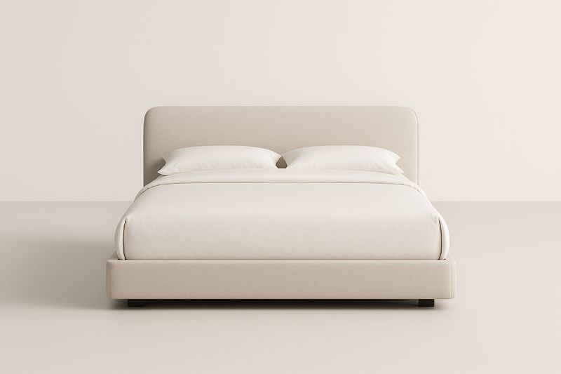 Lit double tissu beige 160x200 cm-Cosivita