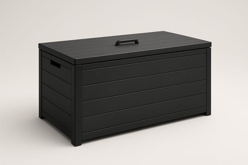 Coffre de rangement extérieur en plastique noir 120x56x40 cm-Cosivita