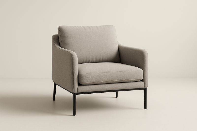 Fauteuil en tissu polyester gris clair avec pieds en métal-Cosivita