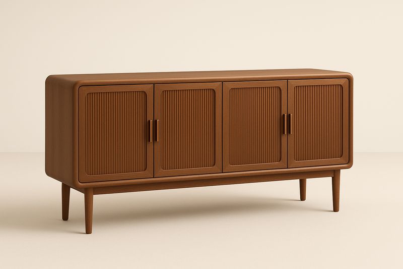 Buffet en bois avec portes nervurées 160x45x75 cm-Cosivita