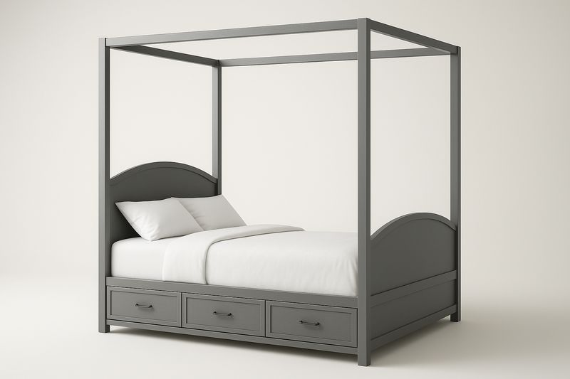 Lit à baldaquin avec tiroirs MDF Gris-Cosivita