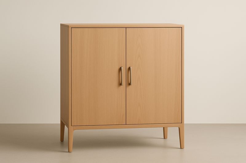 Buffet en bois massif chêne clair avec portes doubles-Cosivita