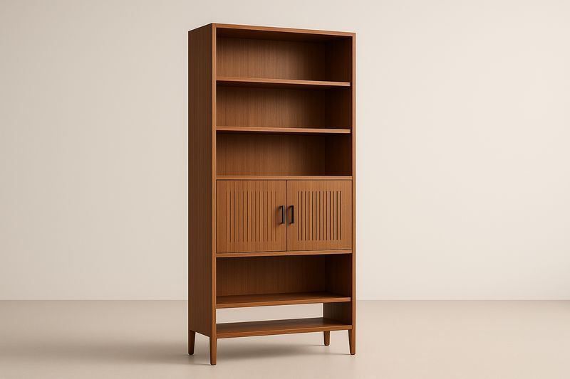 Bibliothèque en bois avec portes et étagères-Cosivita