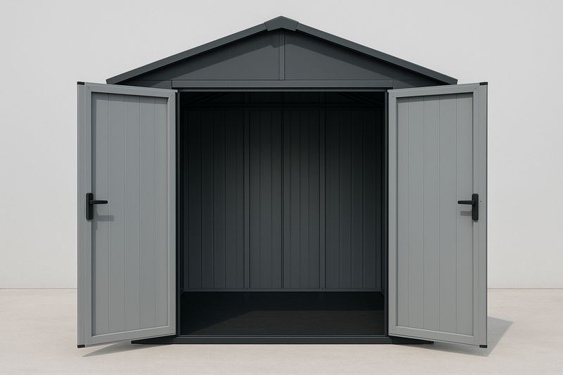Abri de jardin en métal galvanisé Gris 3x2 m avec portes doubles-Cosivita