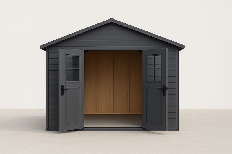 Abri de jardin en polypropylène et bois Gris 230x200x210 cm-Cosivita