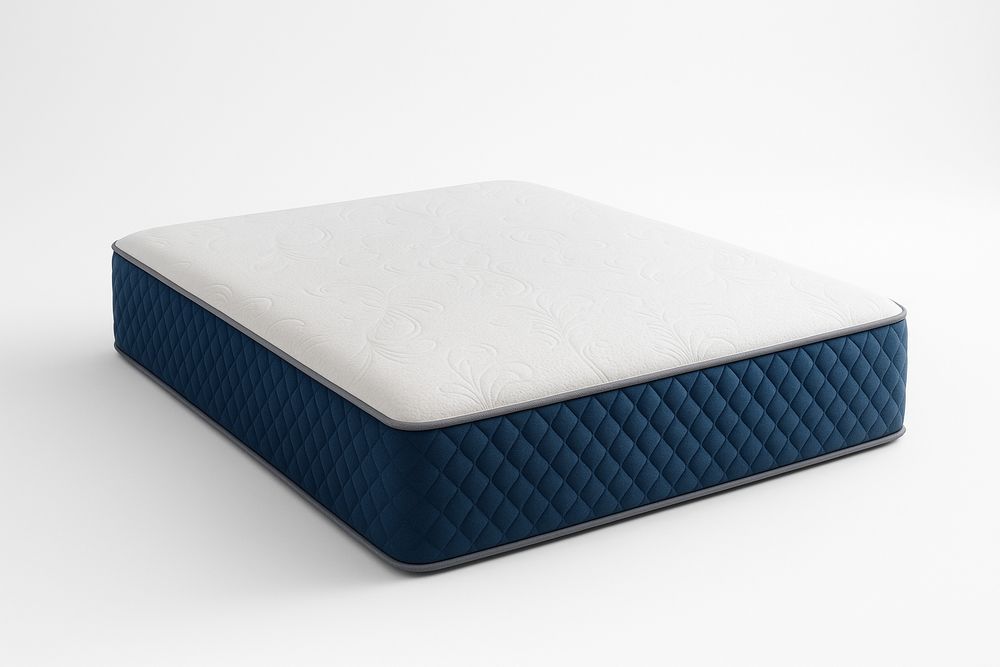 Matelas mousse à mémoire 140x200 cm polyester coton Blanc Bleu
