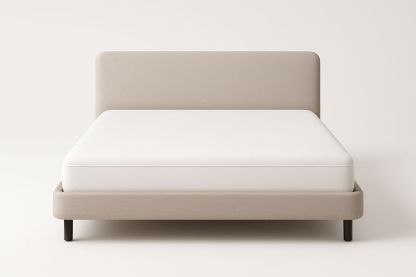 Lit Double en Tissu Beige avec Matelas 140x200 cm
