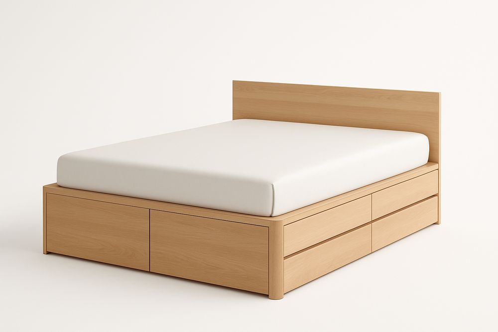 Lit double en bois avec rangement 200x160 cm