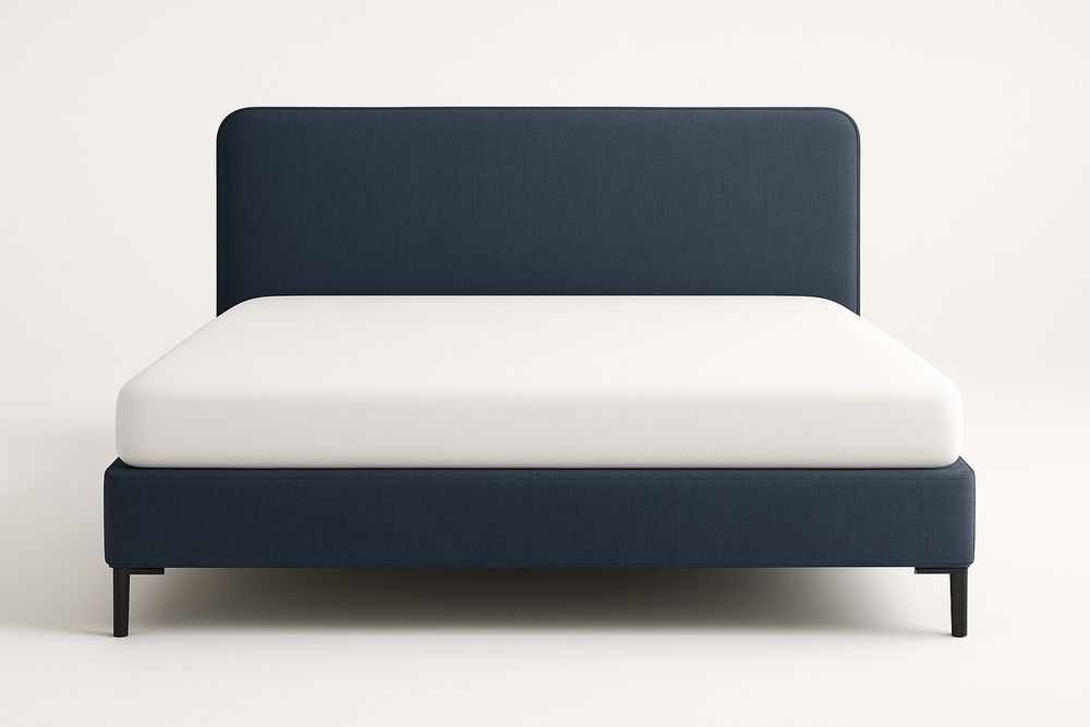 Lit double tissu polyester bleu structure acier