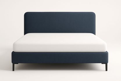 Lit double tissu polyester bleu structure acier