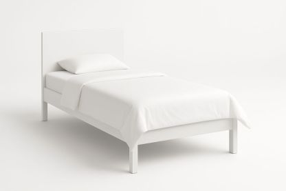 Lit simple en bois massif blanc 200x90 cm