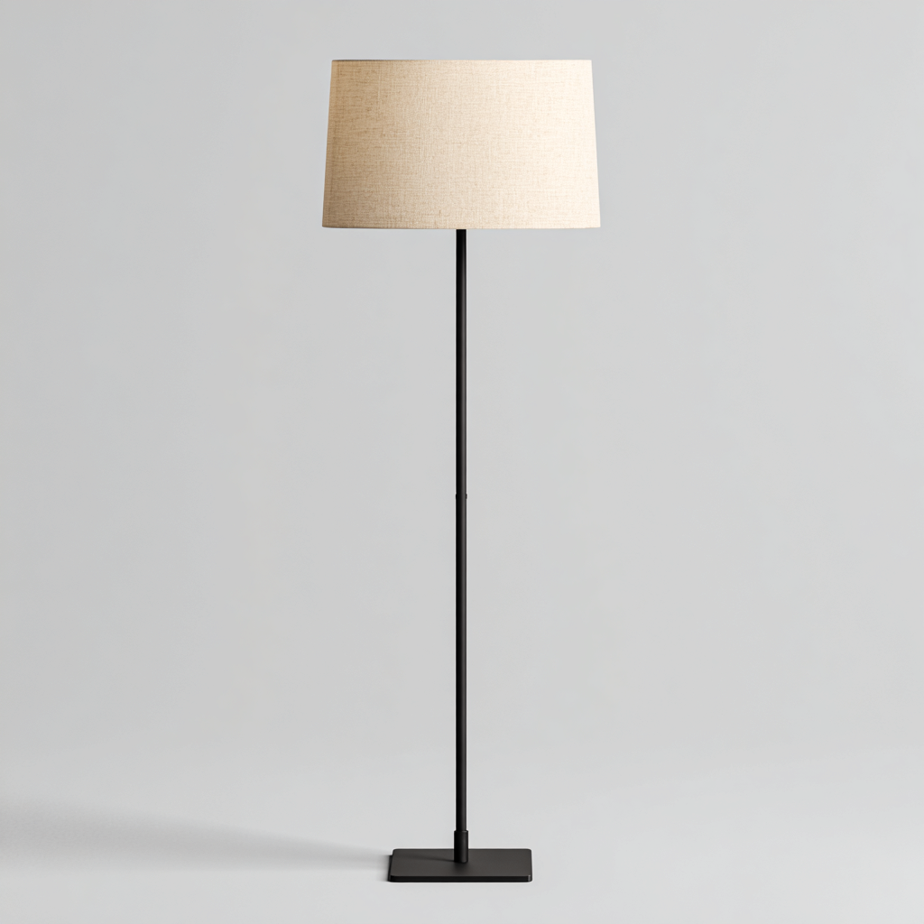Lampadaire en métal 32x32x160 cm - noir-beige - adapté au salon - design moderne-Warmthovae