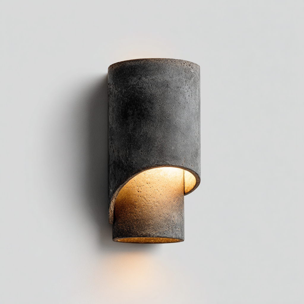 Applique murale béton 12x10x28 cm - gris foncé - design moderne éclairage mural-Warmthovae