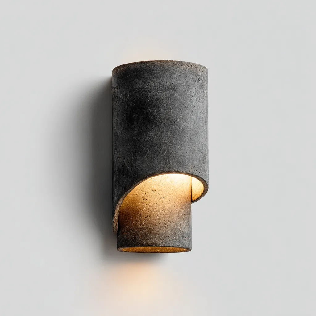 Applique murale béton 12x10x28 cm - gris foncé - design moderne éclairage mural-Warmthovae