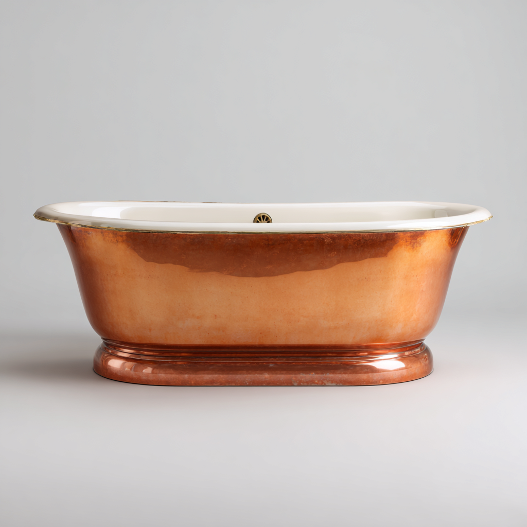 Baignoire cuivre - 160x70x60 cm - cuivre-blanc - design classique - adaptée à la salle de bain-Warmthovae