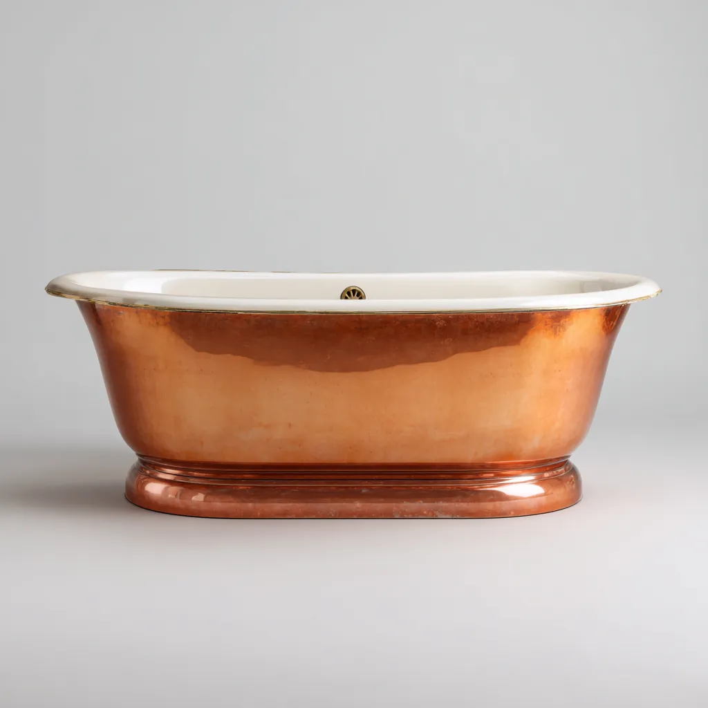Baignoire cuivre - 160x70x60 cm - cuivre-blanc - design classique - adaptée à la salle de bain-Warmthovae