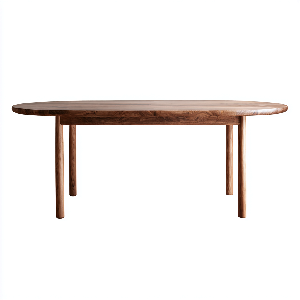 Table à manger ovale en bois massif 200x90x75 cm - noyer foncé - style moderne - adaptée pour salle à manger-Warmthovae