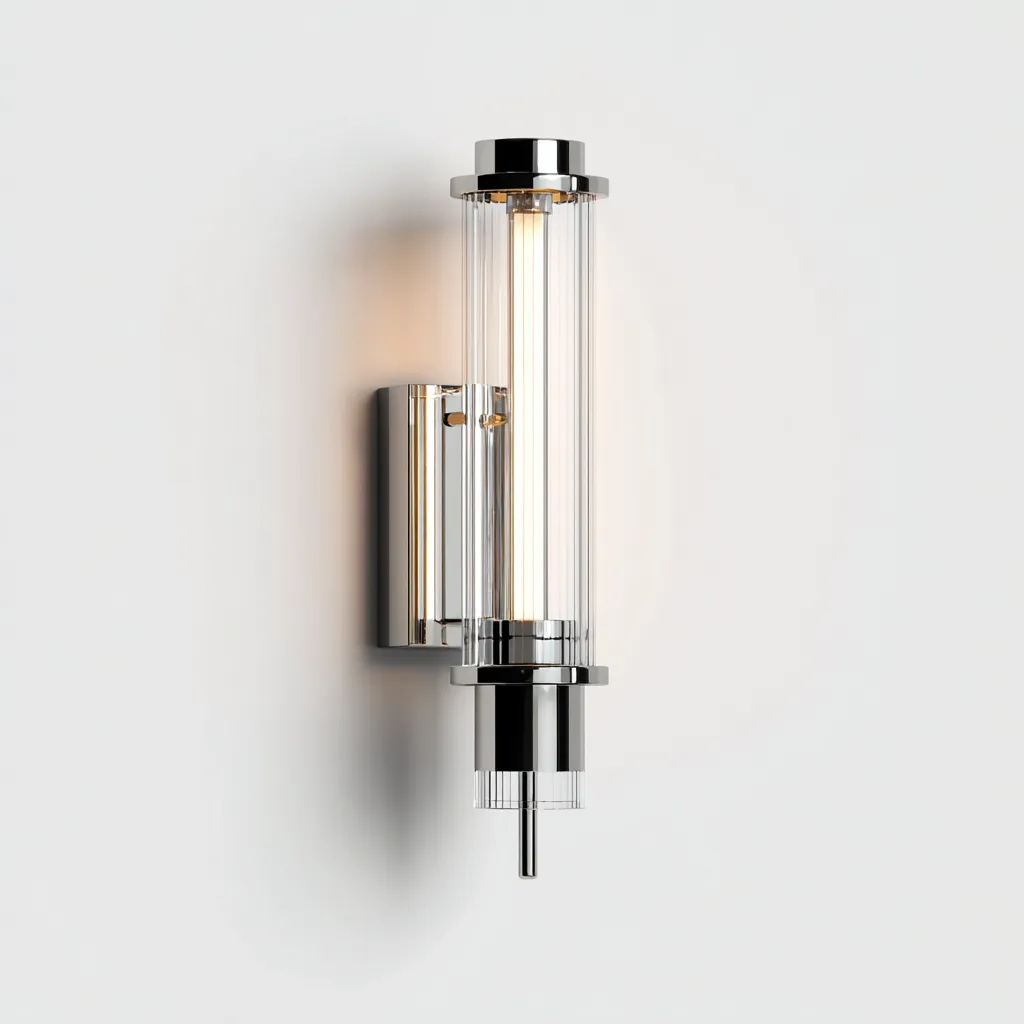 Applique murale métal-verre 12x10x32 cm - argent-translucide - style moderne éclairage mural-Warmthovae