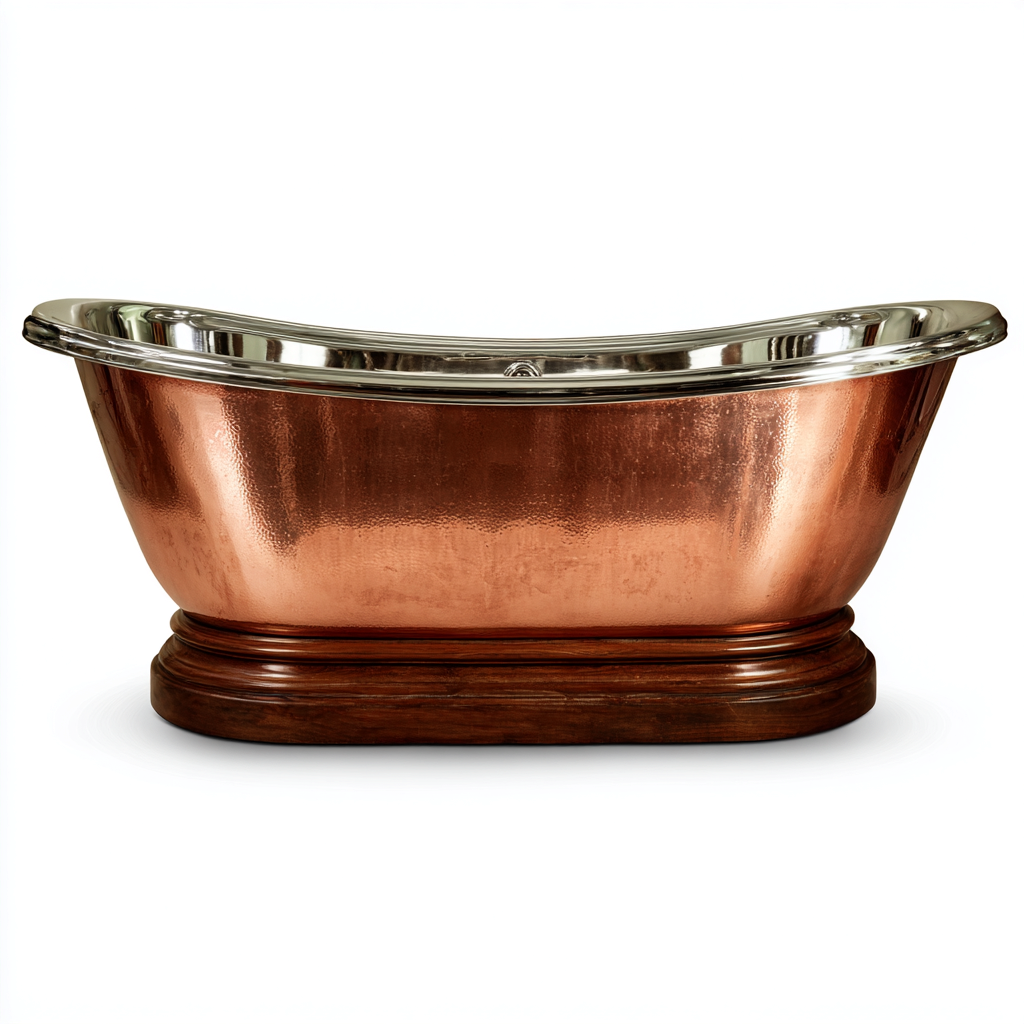 Baignoire cuivre - 165x72x60 cm - cuivre-argent - design classique - adaptée à la salle de bain-Warmthovae