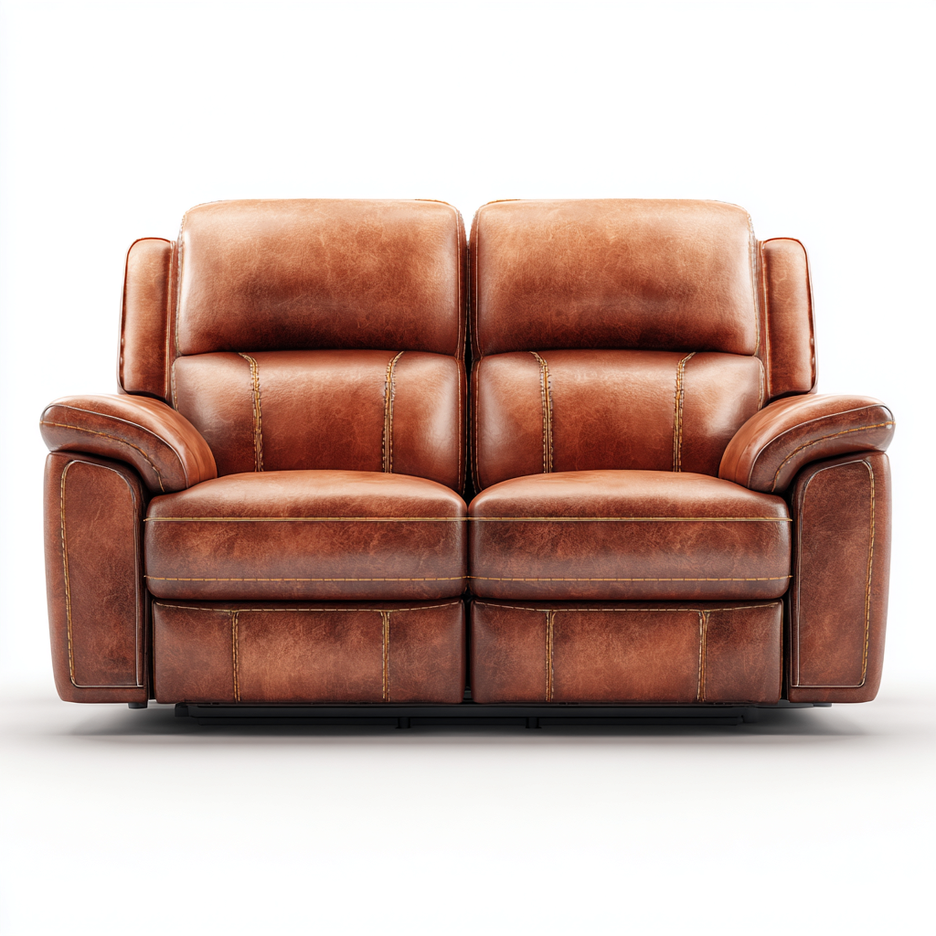 Canapé droit en similicuir 160x90x95 cm - marron - style moderne inclinable - pour salon-Warmthovae