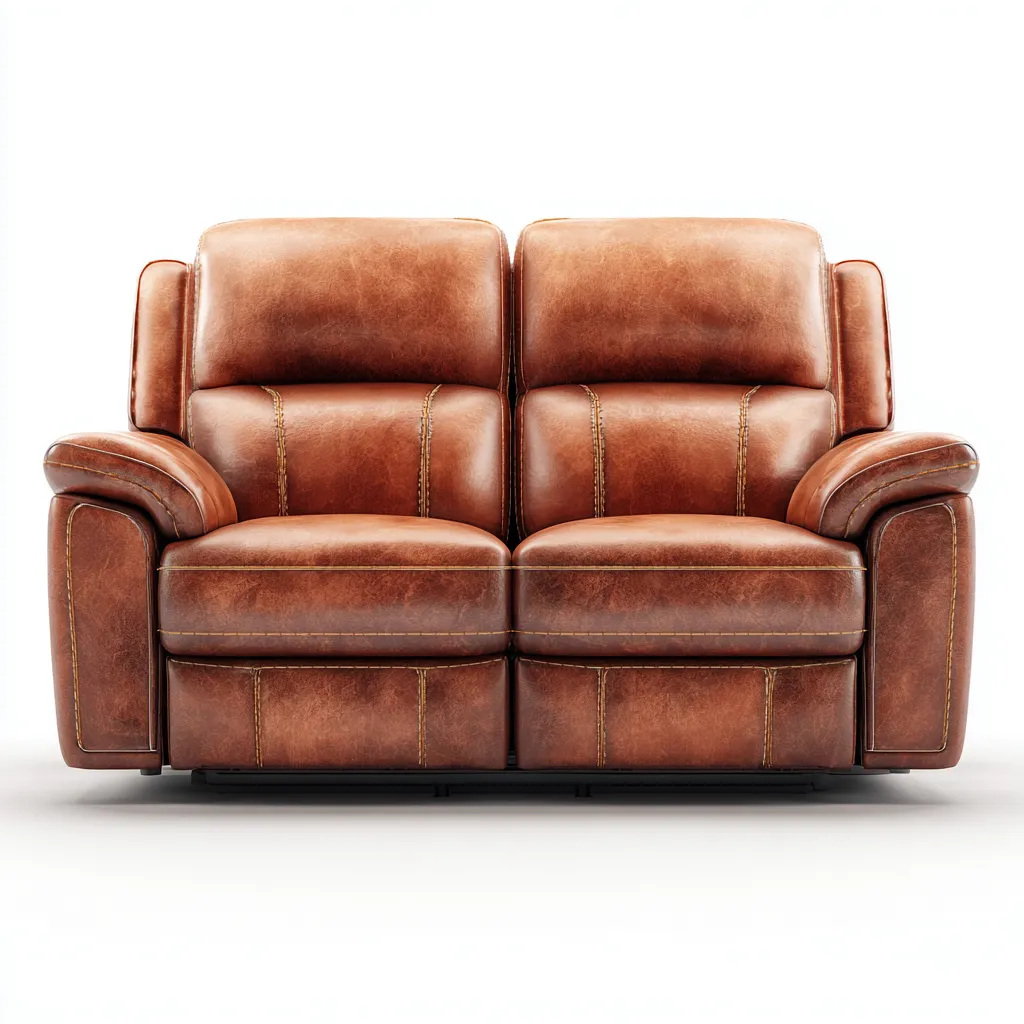 Canapé droit en similicuir 160x90x95 cm - marron - style moderne inclinable - pour salon-Warmthovae