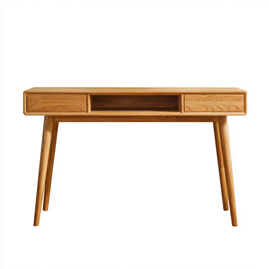Bureau en bois massif 110x50x75 cm - bois clair - pour espace de travail - style nordique-Warmthovae