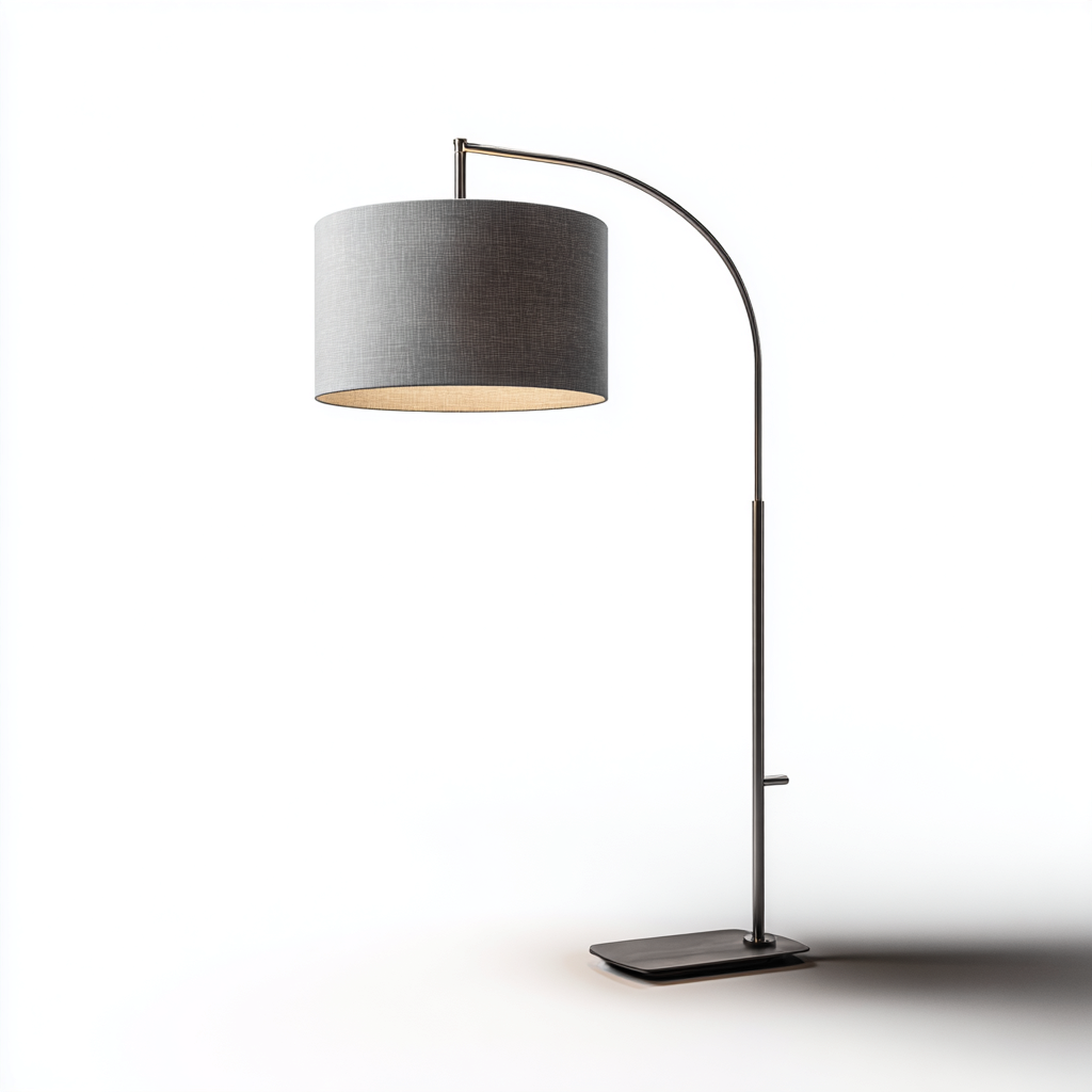 Lampadaire en métal et tissu 32x28x165 cm - gris-noir - adapté au salon et à la chambre - design contemporain-Warmthovae