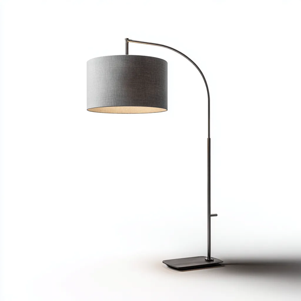 Lampadaire en métal et tissu 32x28x165 cm - gris-noir - adapté au salon et à la chambre - design contemporain-Warmthovae