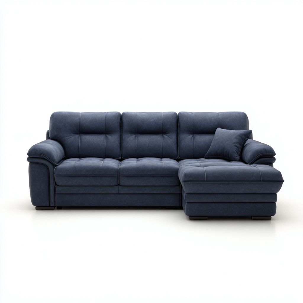 Canapé d'angle en tissu 260x155x88 cm - bleu marine - design scandinave pour salon-Warmthovae