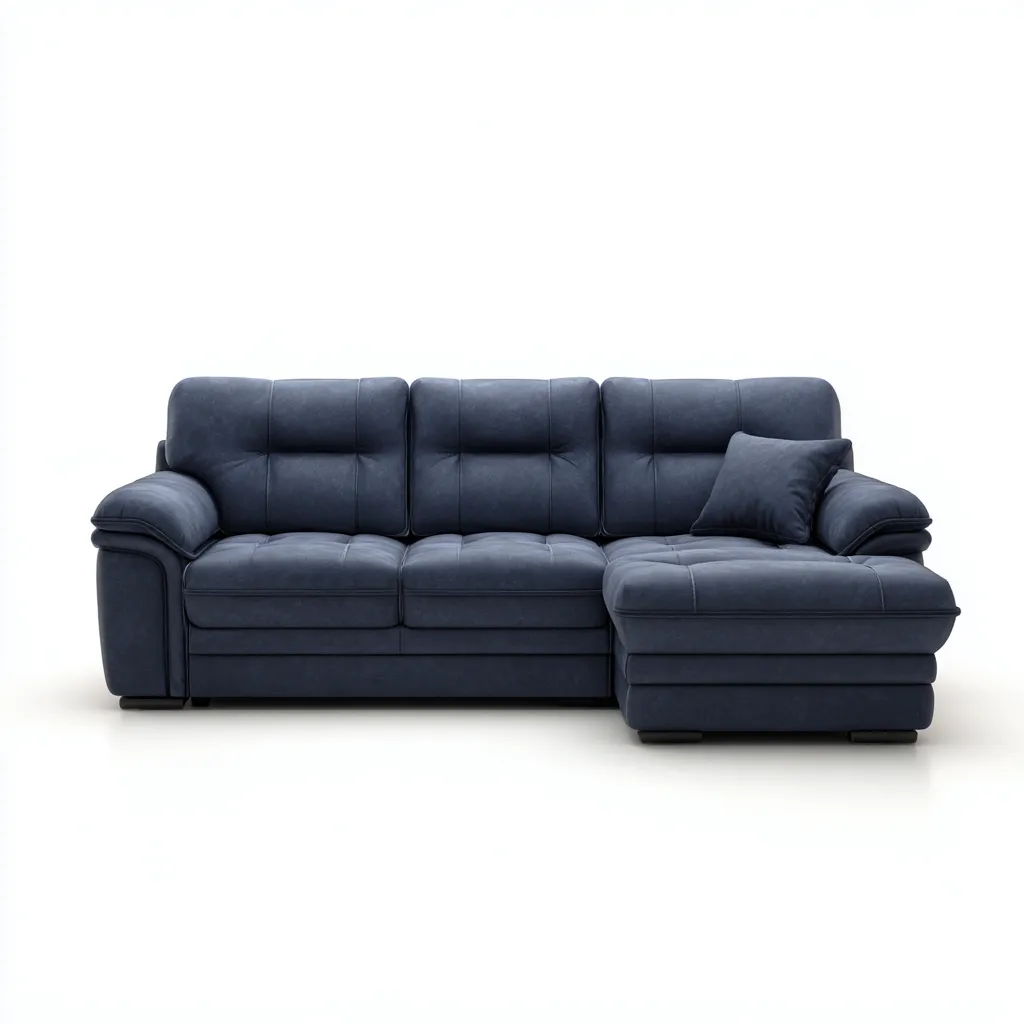 Canapé d'angle en tissu 260x155x88 cm - bleu marine - design scandinave pour salon-Warmthovae