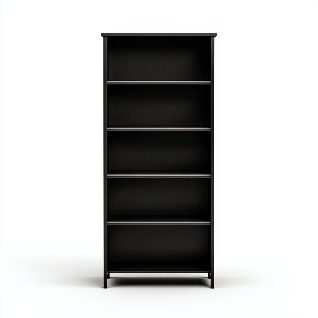 Bibliothèque en bois MDF 75x28x175 cm - noir - rangement salon-bureau - design contemporain-Warmthovae