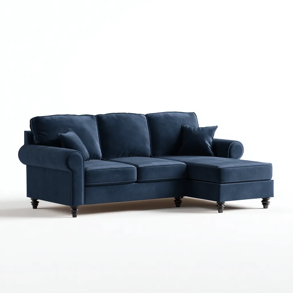 Canapé d'angle en tissu 272x162x86 cm - bleu foncé - style classique pour salon-Warmthovae