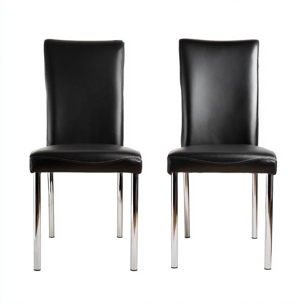 Chaise de salle à manger - similicuir-métal - 44x52x90 cm - noir - adaptée à la salle à manger - design moderne-Warmthovae