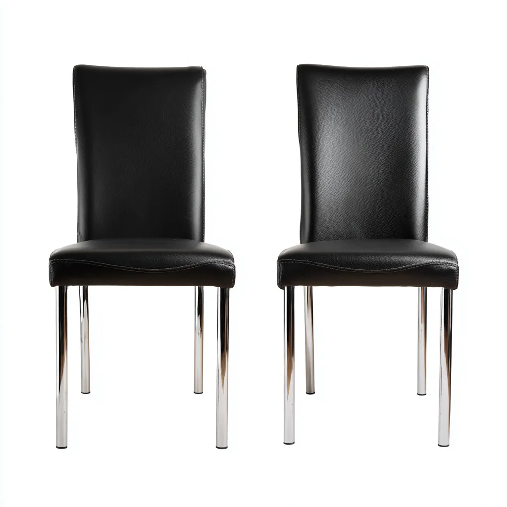 Chaise de salle à manger - similicuir-métal - 44x52x90 cm - noir - adaptée à la salle à manger - design moderne-Warmthovae