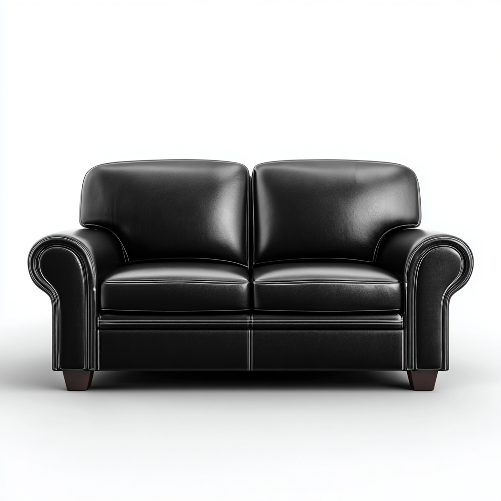 Canapé droit - cuir - 150x85x85 cm - noir - style classique - pour salon-Warmthovae