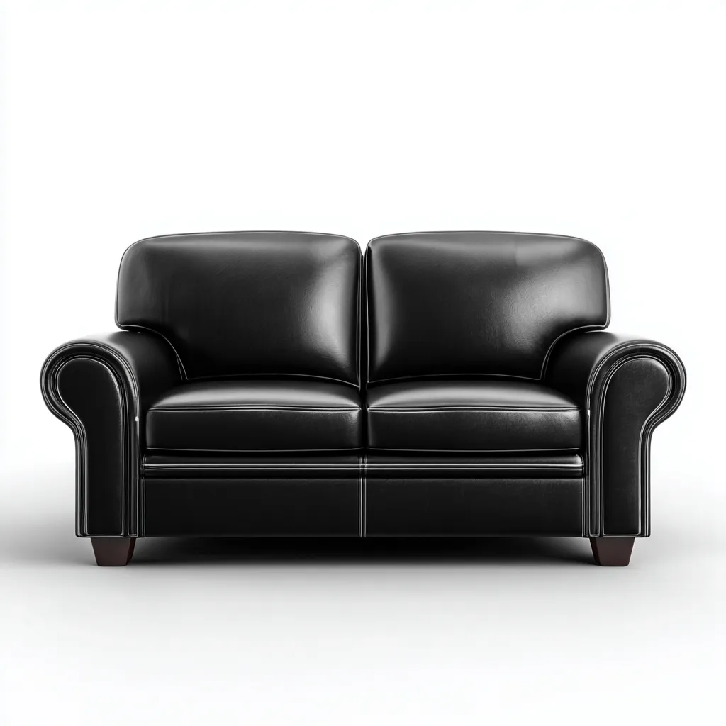 Canapé droit - cuir - 150x85x85 cm - noir - style classique - pour salon-Warmthovae