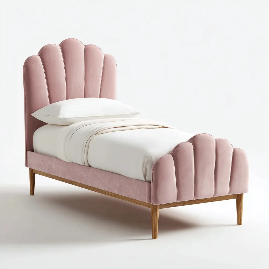 Lit simple en velours et bois 200x90x110 cm - rose - style moderne - adapté pour chambre-Warmthovae