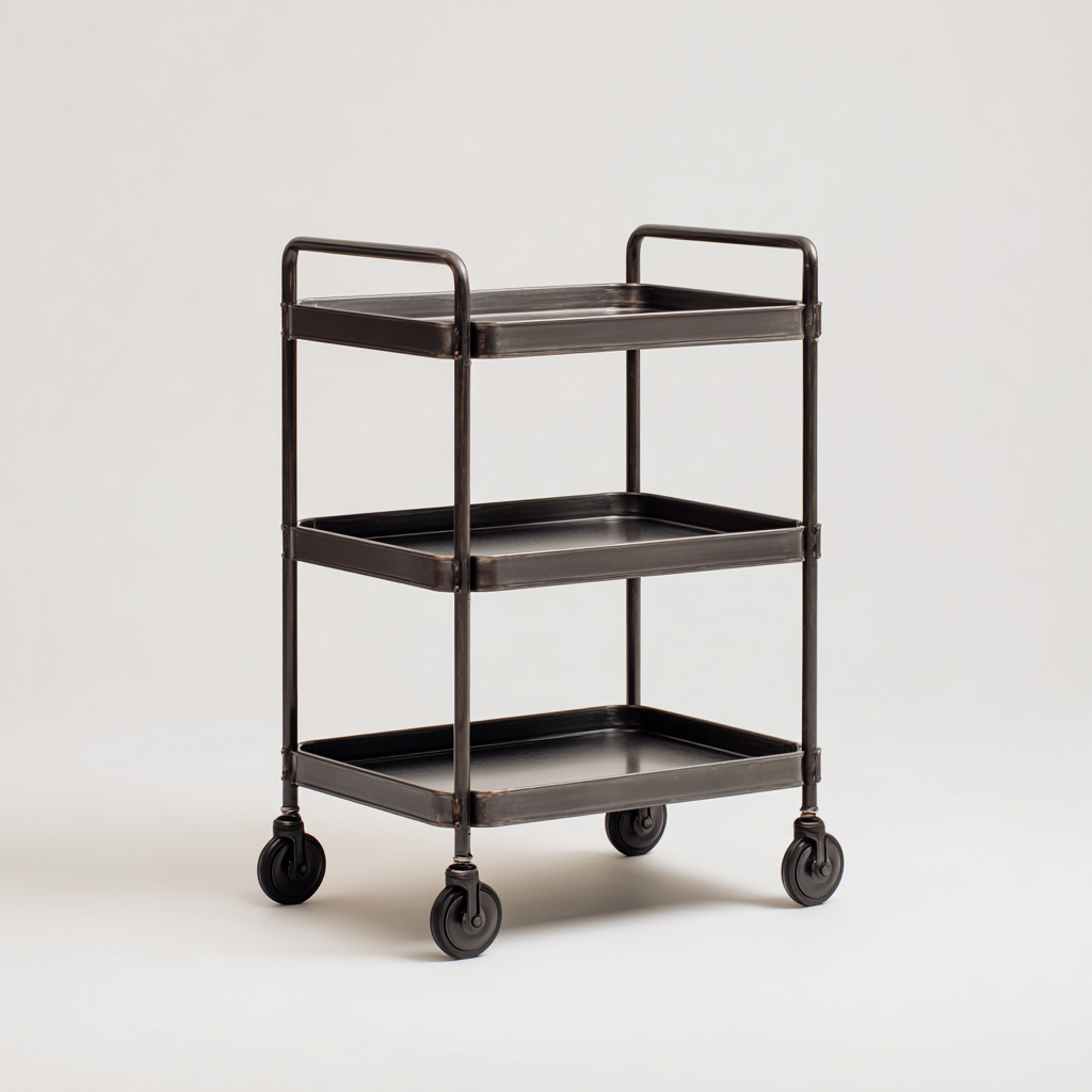 Dessertes et chariots métal 68x38x85 cm - noir - style industriel - adapté à la cuisine-Warmthovae