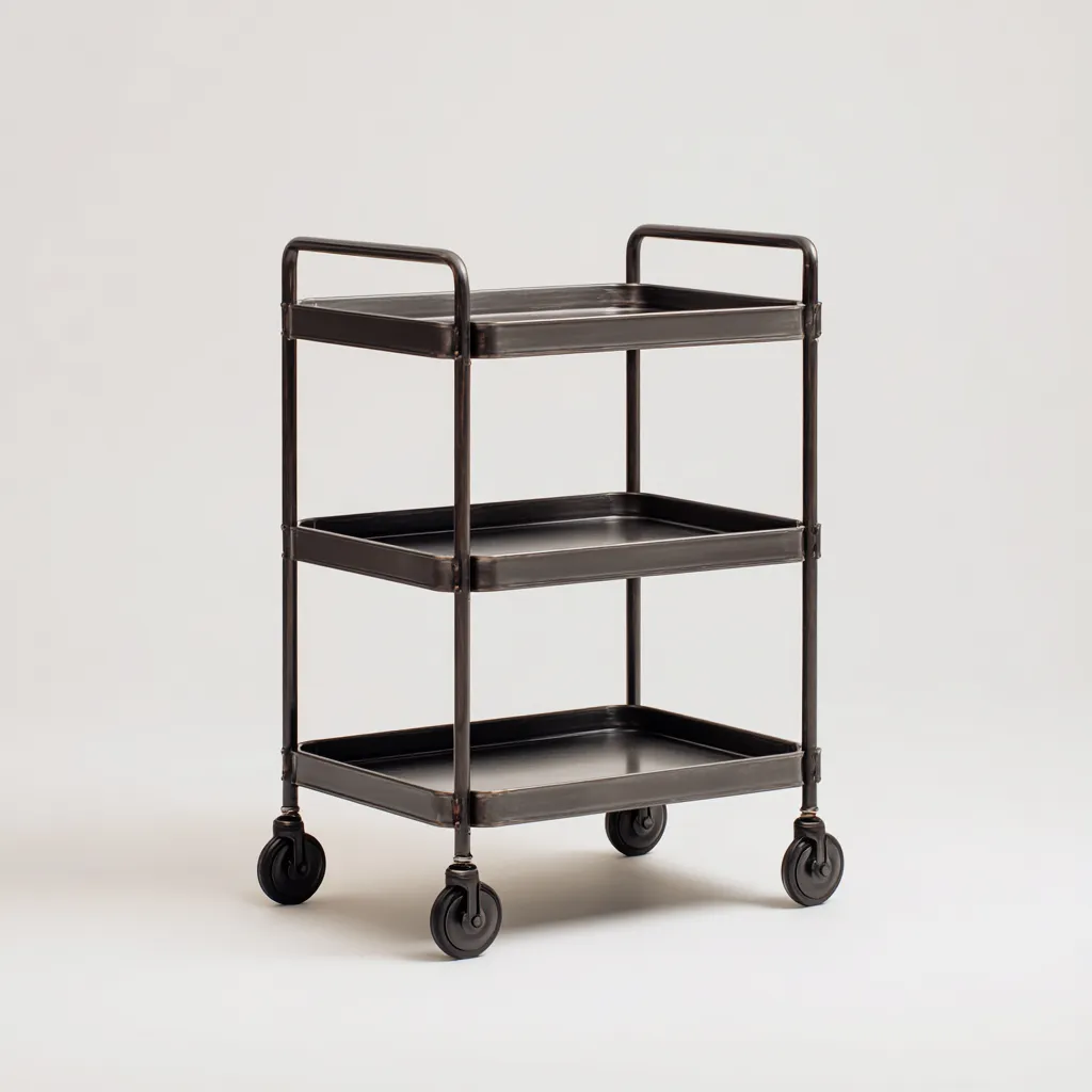Dessertes et chariots métal 68x38x85 cm - noir - style industriel - adapté à la cuisine-Warmthovae