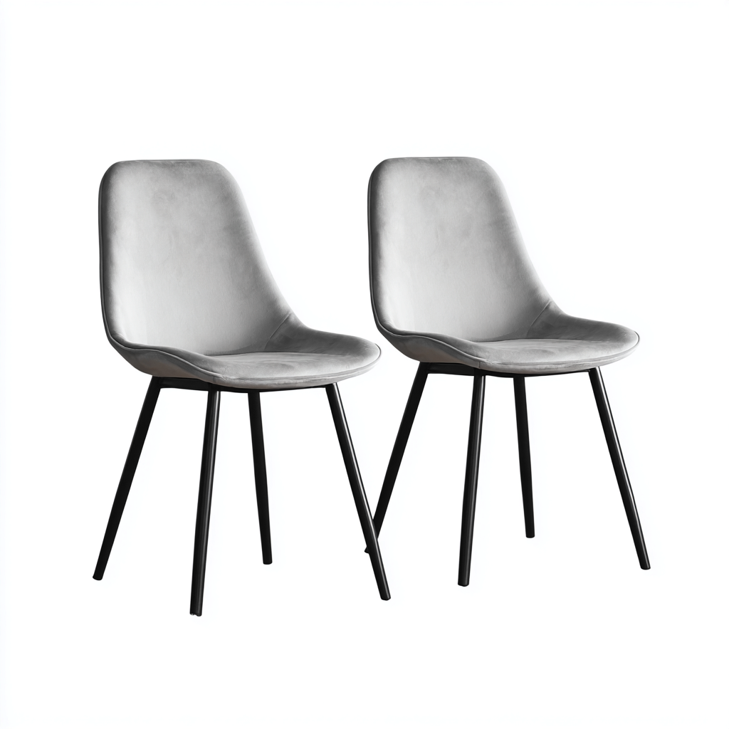 Chaise de salle à manger - velours-métal - 50x55x82 cm - gris-noir - adaptée à la salle à manger - style moderne minimaliste-Warmthovae