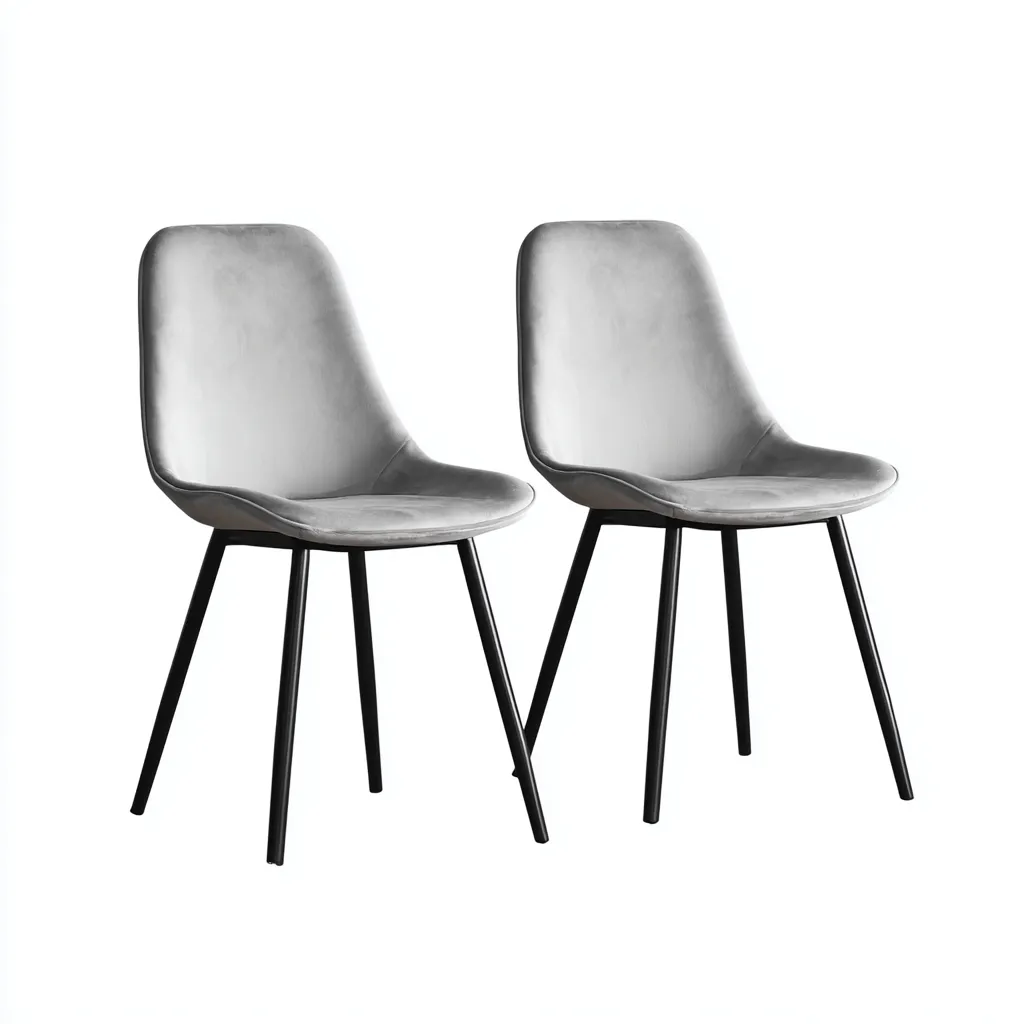 Chaise de salle à manger - velours-métal - 50x55x82 cm - gris-noir - adaptée à la salle à manger - style moderne minimaliste-Warmthovae